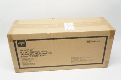 Medline NONTH150 Thumbs Up Polyethylene Gowns, Regular Large, Blue - Case of 75